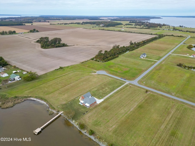 aerial view with a water view and a rural view