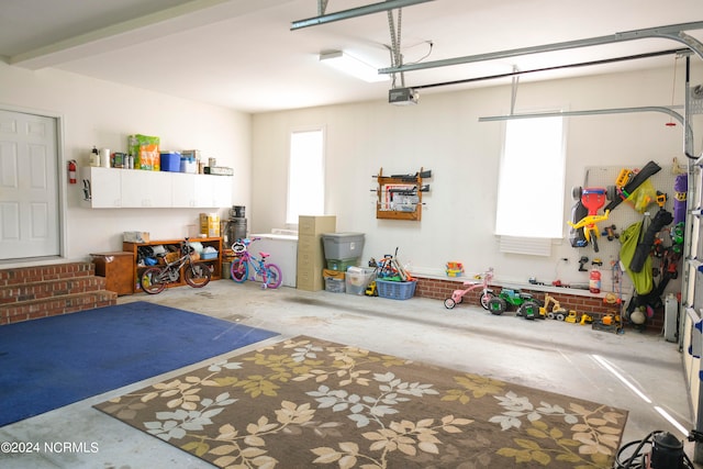 garage with a garage door opener