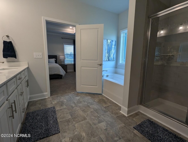 1491 Pecan Drive Model Home, Nashville, NC 27856 - bathroom with a garden tub, baseboards, a shower stall, and ensuite bathroom