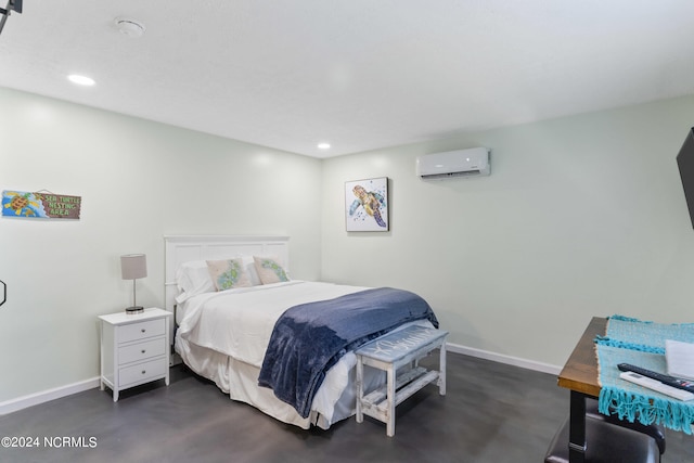 bedroom featuring a wall mounted air conditioner