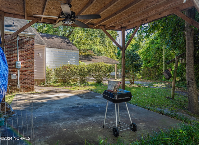 view of patio / terrace with ceiling fan