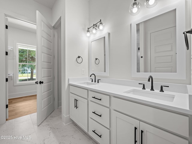103 Cumberland St, Newport, NC 28570 - full bathroom with marble look tiles and double vanity