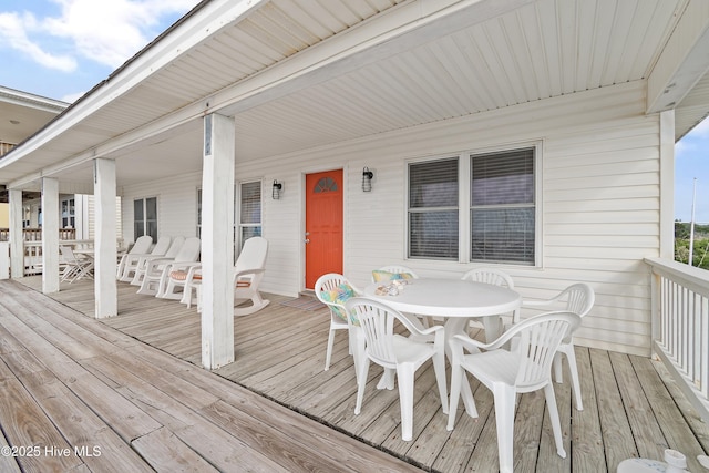 deck featuring covered porch