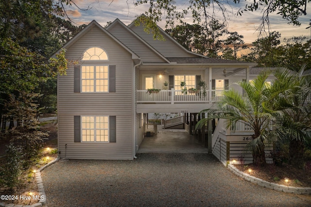 view of front of property featuring covered porch