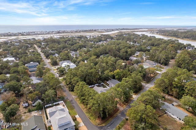 aerial view with a water view and a residential view