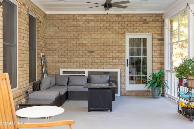 view of patio / terrace with an outdoor hangout area and ceiling fan