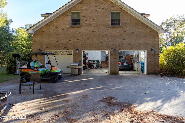 exterior space featuring a garage