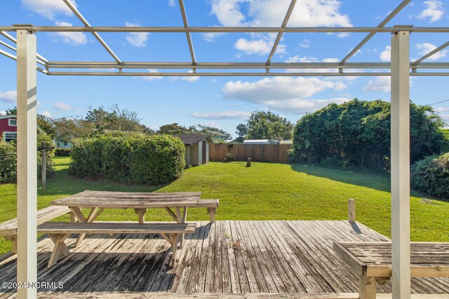 deck with a lawn