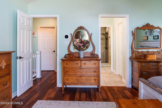 bedroom featuring dark hardwood / wood-style floors