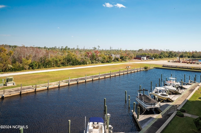 property view of water with a boat dock