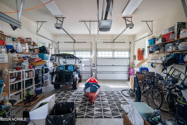 garage with a garage door opener