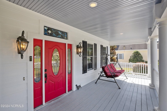 wooden deck featuring a porch