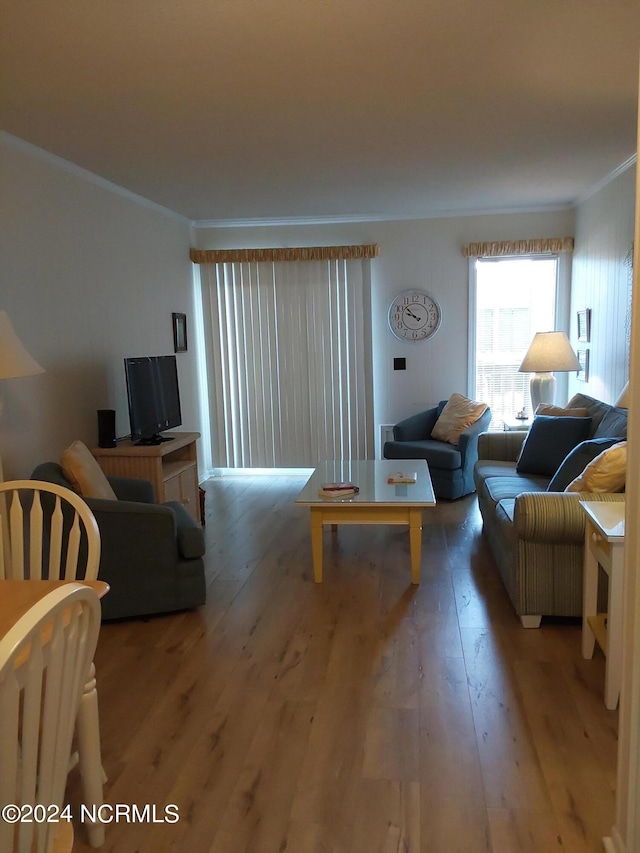 living room with wood-type flooring