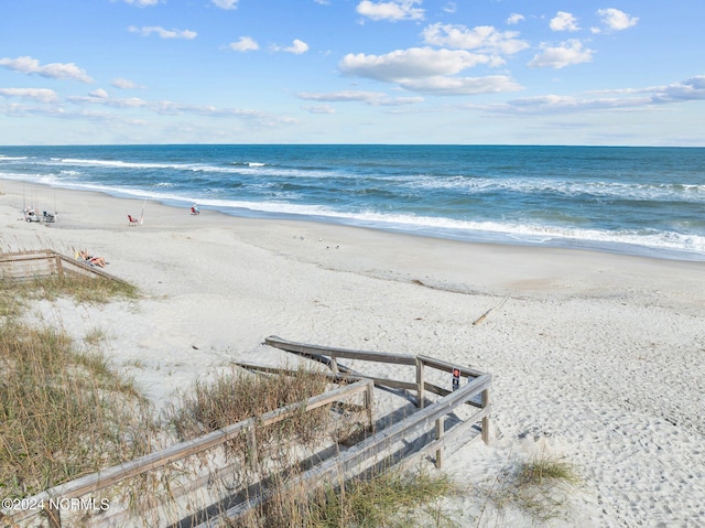 view of water feature featuring a view of the beach