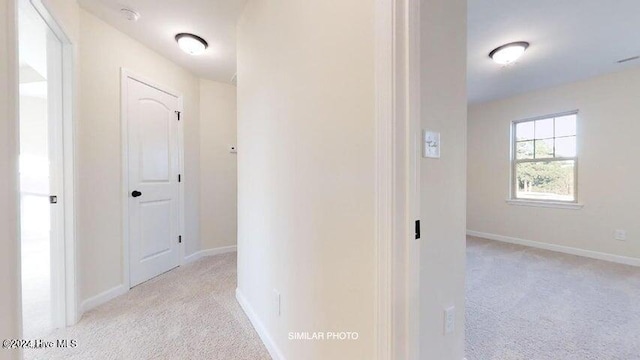 corridor with light colored carpet