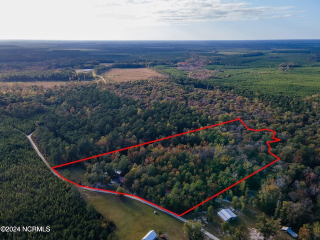 bird's eye view featuring a forest view