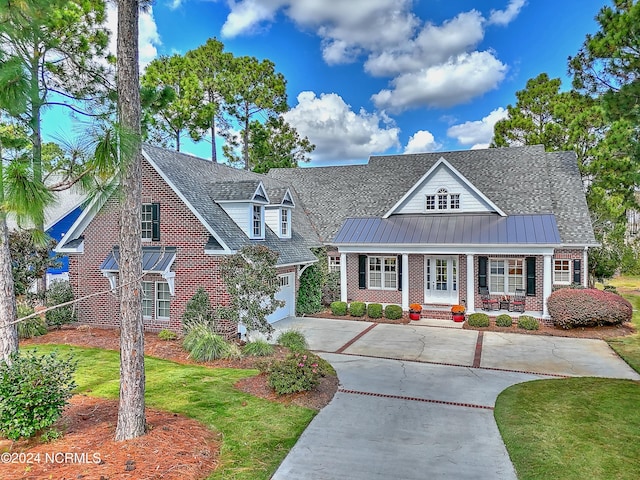 view of front facade featuring a porch and a front yard