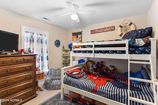 bedroom with carpet and ceiling fan