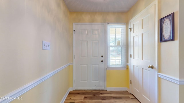 entryway with light hardwood / wood-style floors