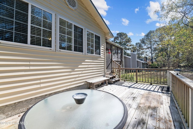 deck with a sunroom