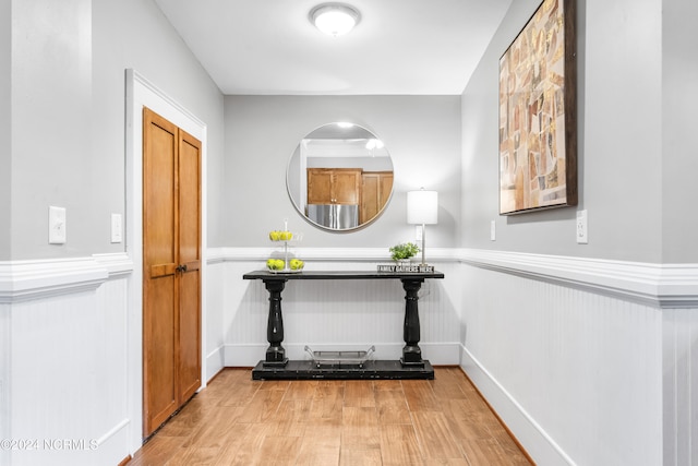 hallway featuring light wood-type flooring