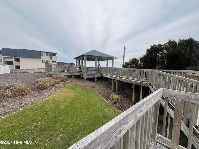 dock area with a gazebo