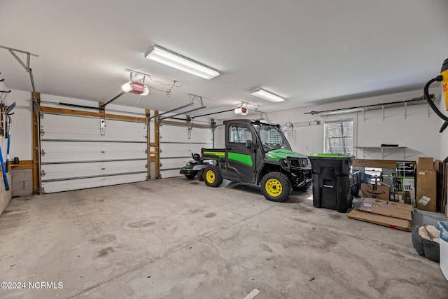 garage with a garage door opener