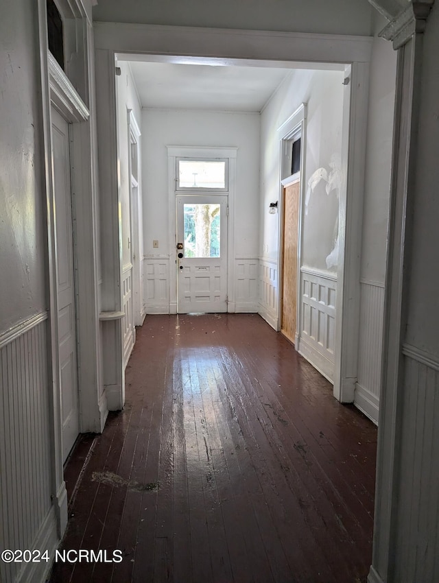 entryway with dark hardwood / wood-style floors