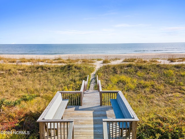 property view of water with a beach view