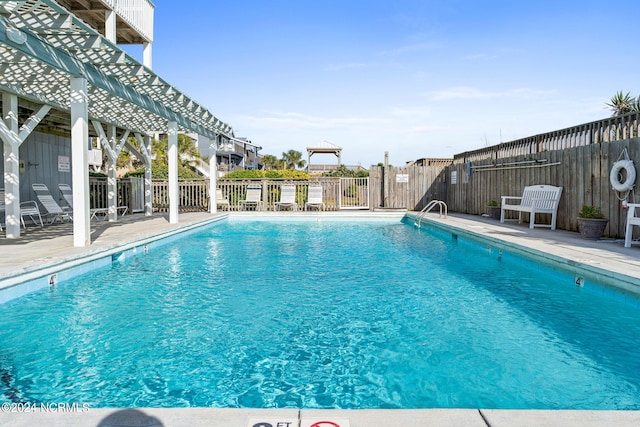 view of pool featuring a patio