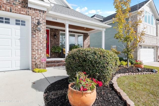 exterior space with a garage