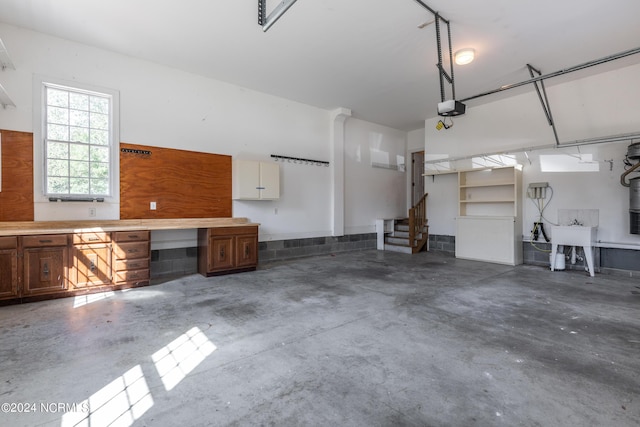 garage with a garage door opener
