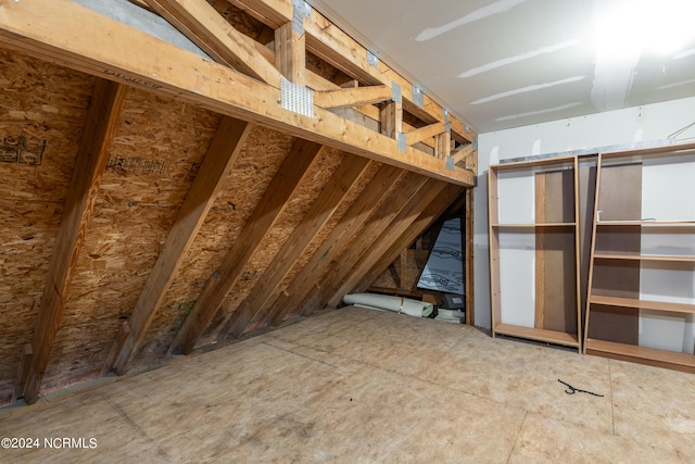 view of unfinished attic