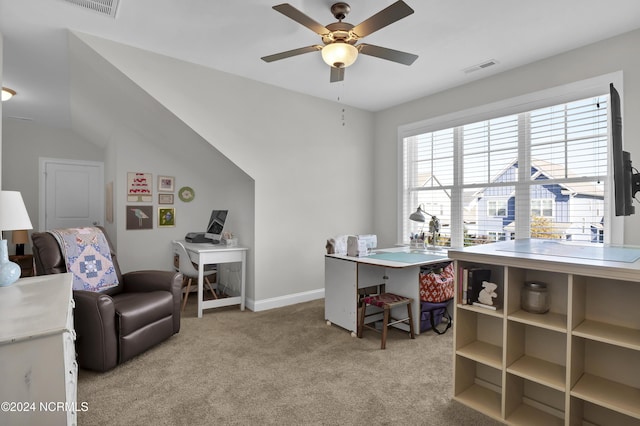 4422 Old Towne St, Wilmington, NC 28412 - office space with visible vents, carpet flooring, baseboards, and ceiling fan