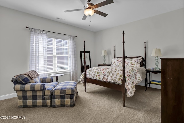 4422 Old Towne St, Wilmington, NC 28412 - carpeted bedroom featuring visible vents, a ceiling fan, and baseboards