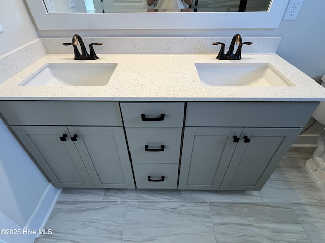 3965 Pepperberry Ln, Southport, NC 28461 - full bath featuring double vanity and marble finish flooring