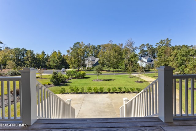 deck with a lawn