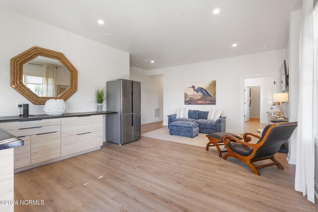 living area with light wood-type flooring