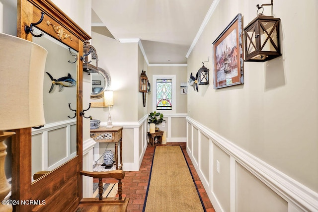 hallway with ornamental molding