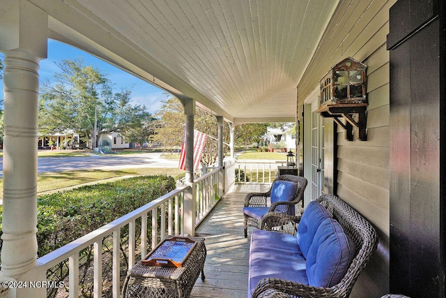 deck with covered porch