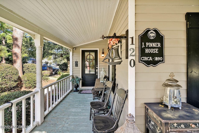 view of patio featuring a porch