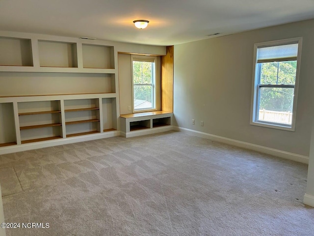 unfurnished living room with light carpet