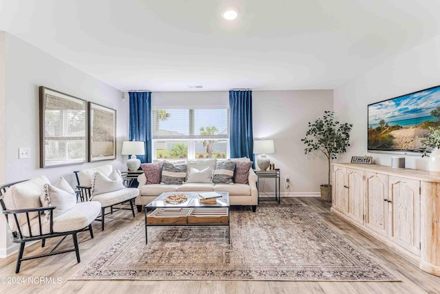 living room featuring light hardwood / wood-style floors