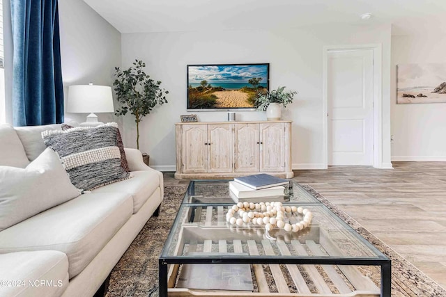 living room featuring light hardwood / wood-style floors