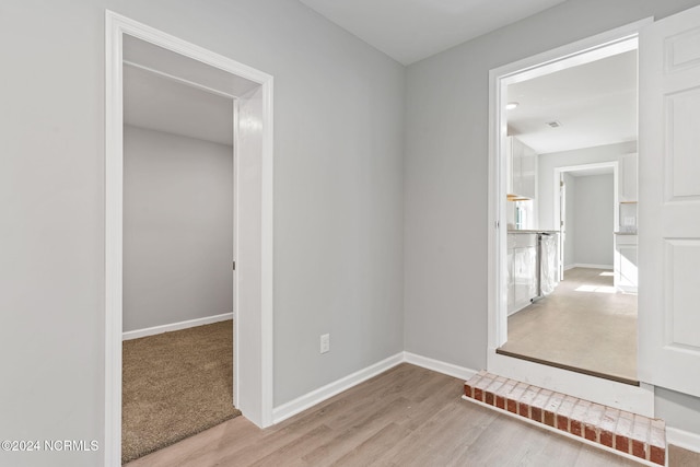 hall featuring light wood-type flooring