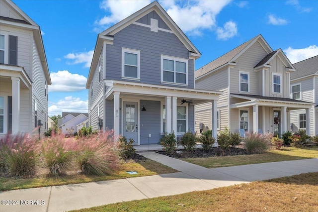 view of front of property featuring a porch and board and batten siding