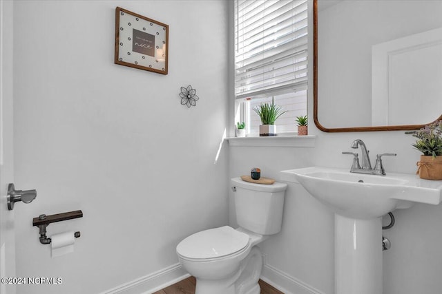 bathroom featuring hardwood / wood-style floors and toilet