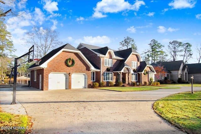 front facade with a garage