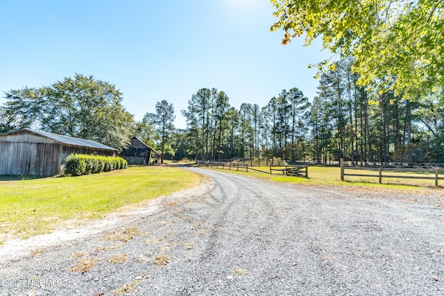 view of street featuring a rural view