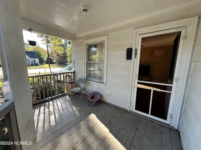 deck with a porch